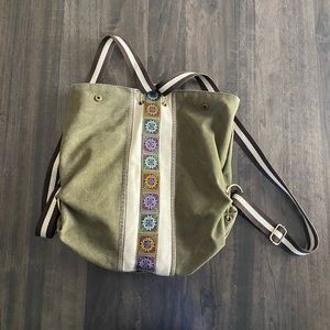 CaiYunYinJi Sage boho canvas backpack
